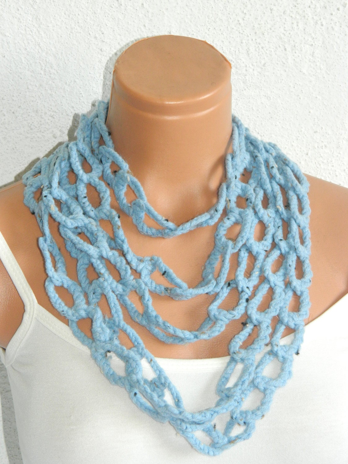 Blue, sailor rope, lariat scarf, Fashion infinity woman scarves,  summer scarf... Special design for you...
