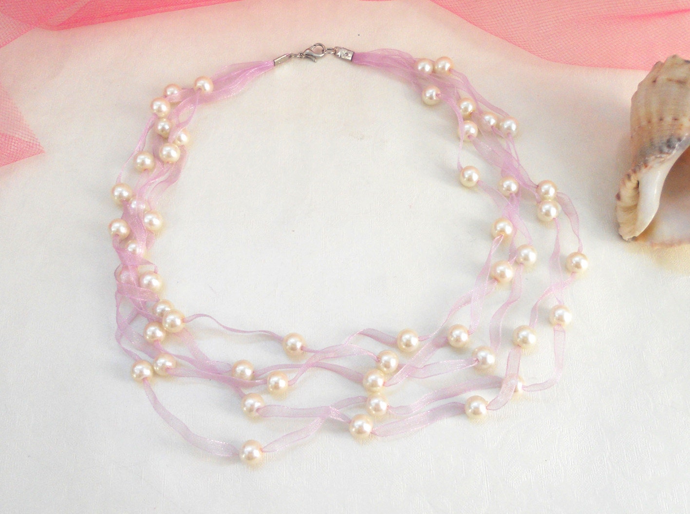 Pearl necklace - wedding - bridal - elegant - asteriascollection