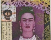 ATC/ACEO original art Frida Kahlo mixed media/collage