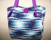 Small Crochet Tote Bag (blue and purple)