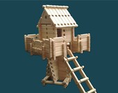 Natural Wooden Building Toy, 172 piece organic wooden block set, educational toy, children's construction toy