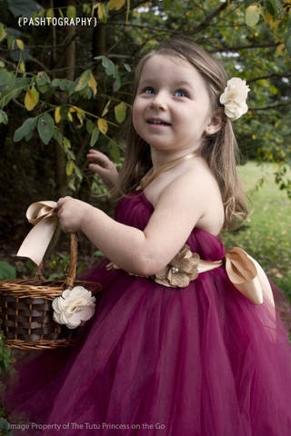 NEW TO SHOP Wine tutu dress with Burlap flowers