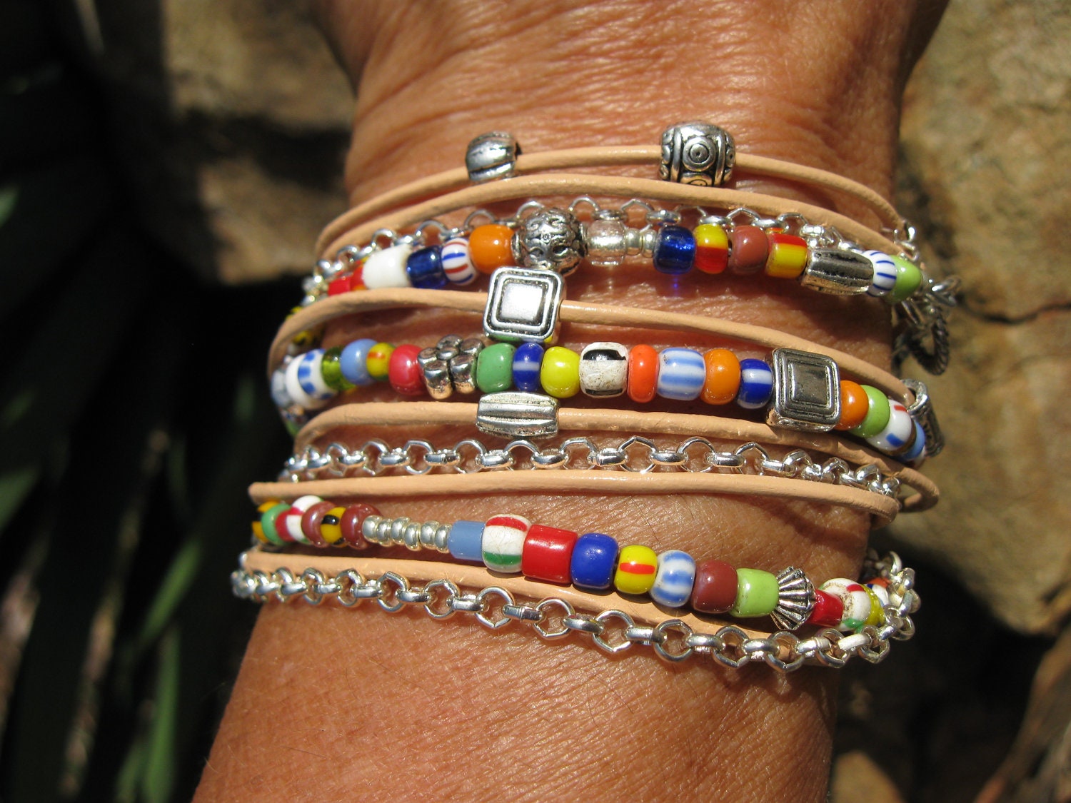 Boho - Enldless Leather Wrap Bracelet - Africa