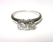 14k White Gold Vintage Diamond Ring - Size 6 1/4