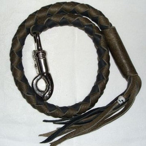 Black Braided Leather Getback Whip Biker by rainbownativetraders