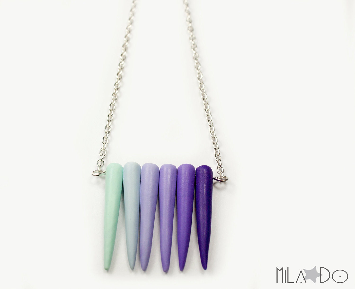 Tribal spikes necklace ombre mint purple - MiLaDo