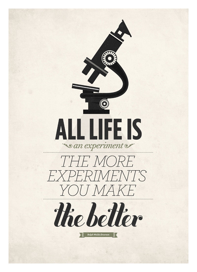 Life Quote wall decor - Life is an Experiment - Retro-style quote art print A3