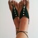 Dark green  crochet with white beads  Barefoot Sandals, Nude shoes, Foot jewelry, Wedding, Victorian Lace, Sexy, Lolita, Yoga, Anklet