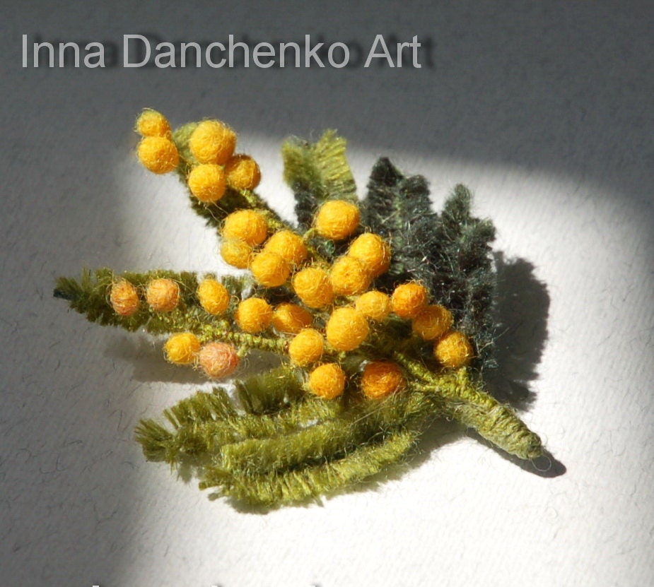 Felted brooch "Mimosa"