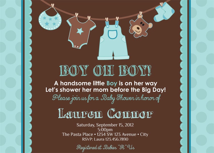 Boy Baby Shower Invitation Baby Boy Shower by artisacreations