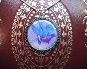 Vintage jewelry  victorian style Bluebird resin pendant necklace christmas present holiday gift