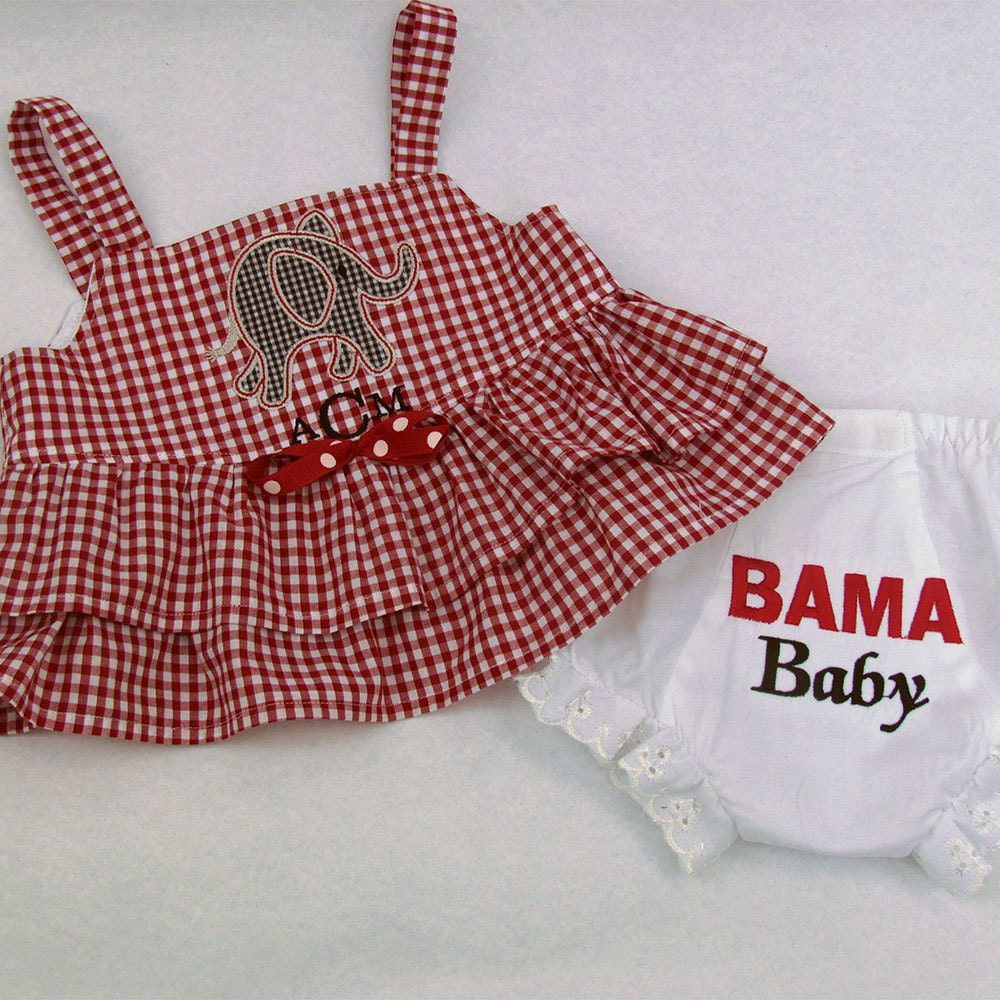 University of Alabama BAMA Baby Bloomers and Dress Monogrammed