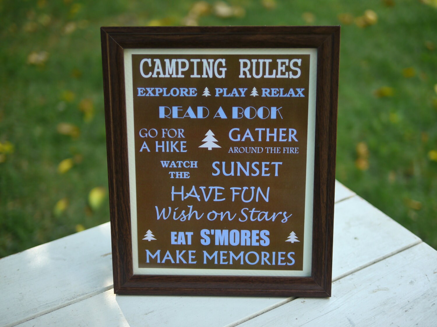 Camping Rules Framed Sign by FollowingFriends on Etsy