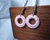 Baby Pink crocheted circle earring