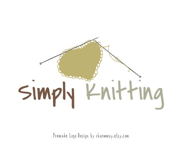 Pre-made logo - Handmade boutique logo - Knitting Shop Logo - Custom business logo design - Premade custom logo design