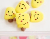 Yellow lolly beads 5pcs handmade happy face charms