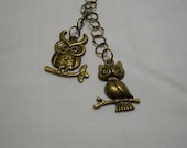 Two Bronze Owls Keychain