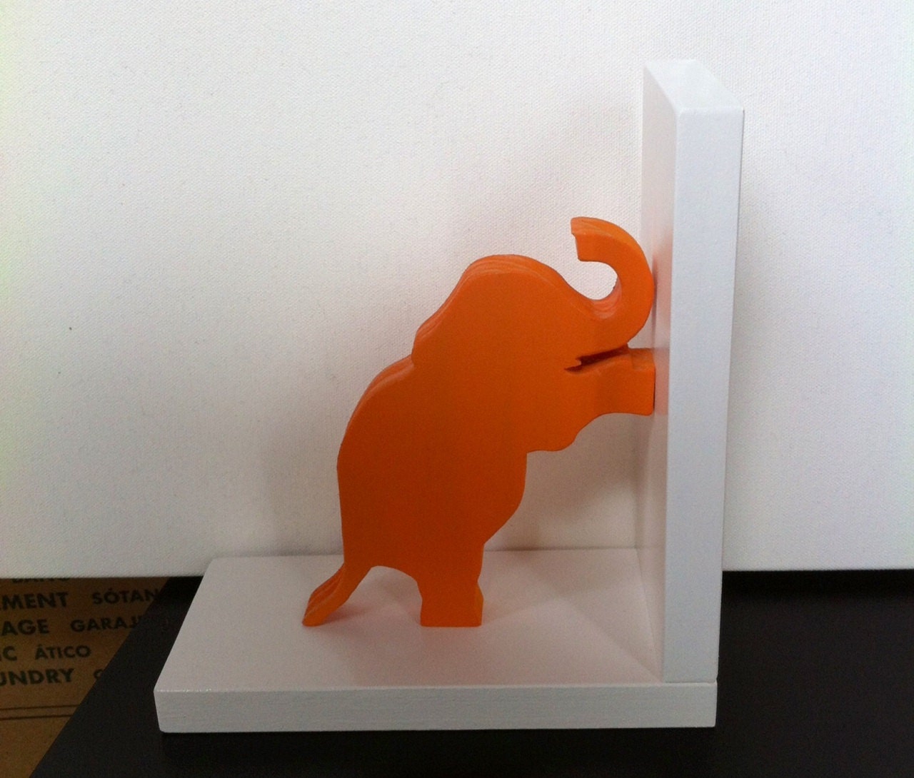 Orange and White elephant Bookend - Price is for one bookend - Choose your colors