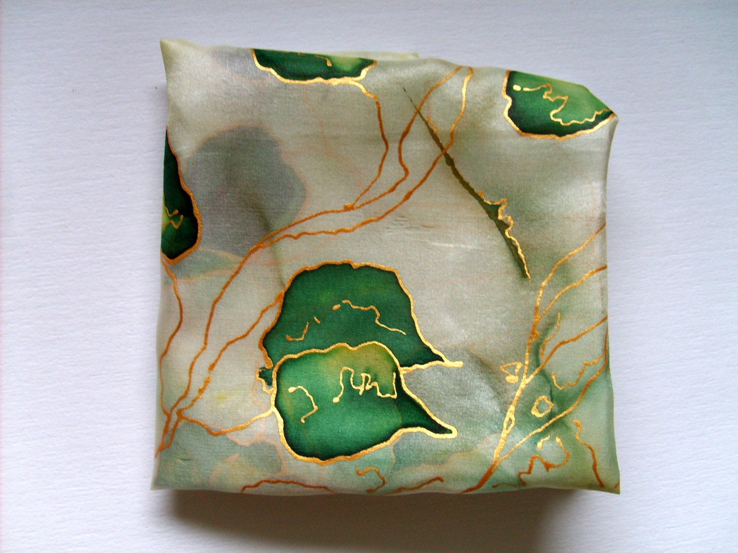Silk Original batik handpainting handkerchief Leaflets,Ready to Ship