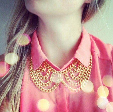 PETER: Glistening Gold Chain Link Bib Necklace