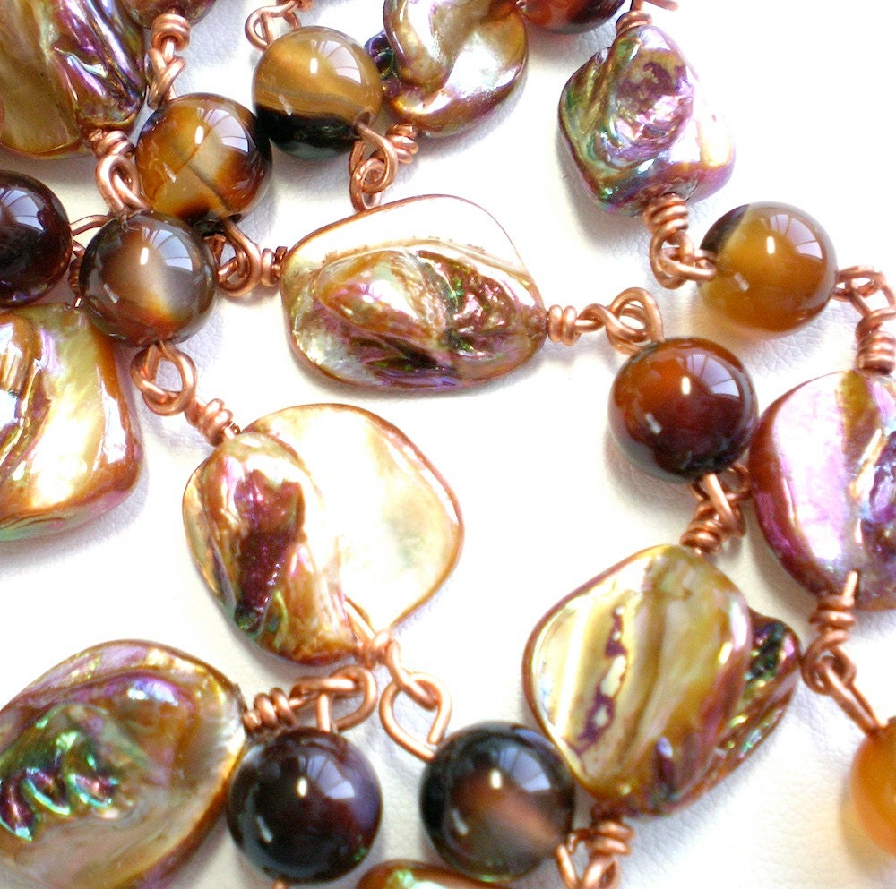 Blister Pearl Necklace Copper Color