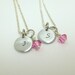 Monogram ,Hand Stamped Personalized Initial Charm Necklace with swarvolski Crystal