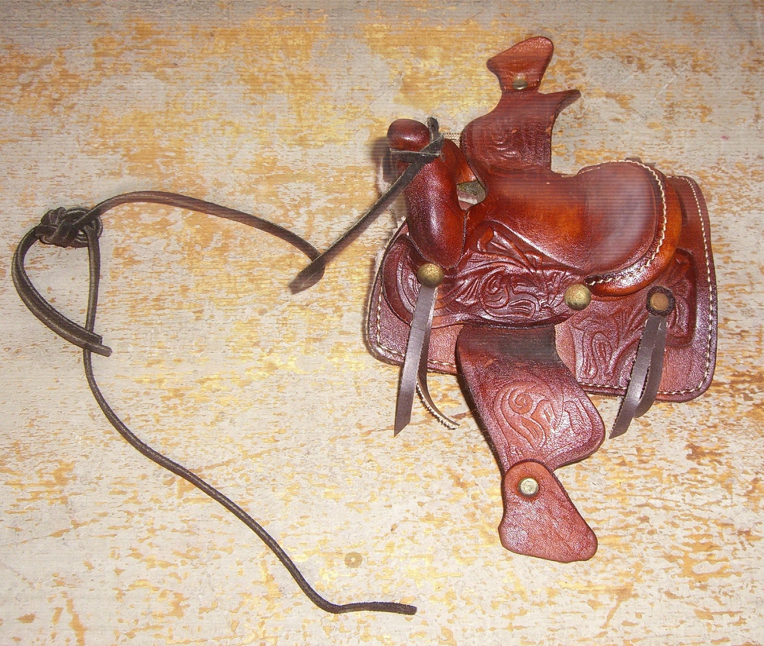 Vintage Saddle Miniature Toy Saddle Leather Horses by TheBackShak