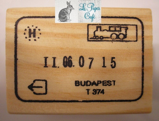 RUBBER STAMP Vintage Style Wood and Rubber Travel - Postal Stamp- BUDAPEST Hungary