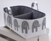 XL Long Diaper Caddy - Storage Bin Basket Container Organizer -Grey Elephant Fabric