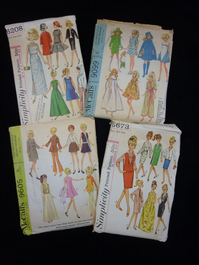RESERVED LISTING for Simply Old Vintage Fashion Doll Clothes Patterns Assorted Styles Set of 4