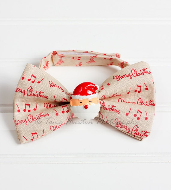 Boy's Bow Tie, Newborn, Baby, Child- Christmas, Santa, Snowman, Tan, Red