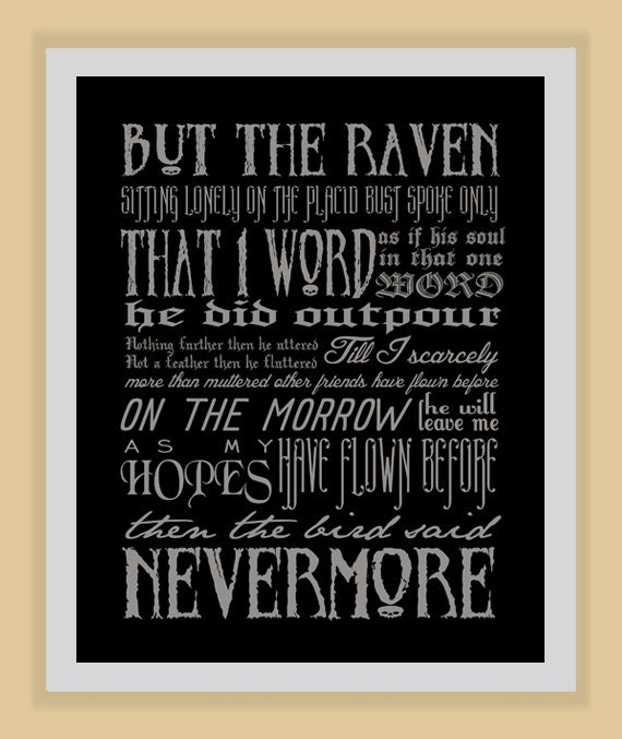 NEVERMORE Edgar Allan Poe quote modern print poster 8x10