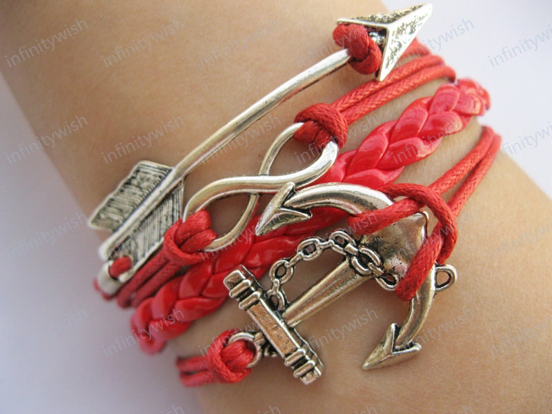 Bracelet-antique silver arrow bracelet,infinity bracelet,anchor bracelet,anchor pendant-Z435