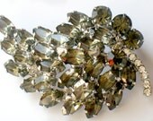 Verified JULIANA Brooch Smoky Black Diamond Leaf Tiered Domed Vintage DeLizza and Elster High Fashion Collectable Jewelry