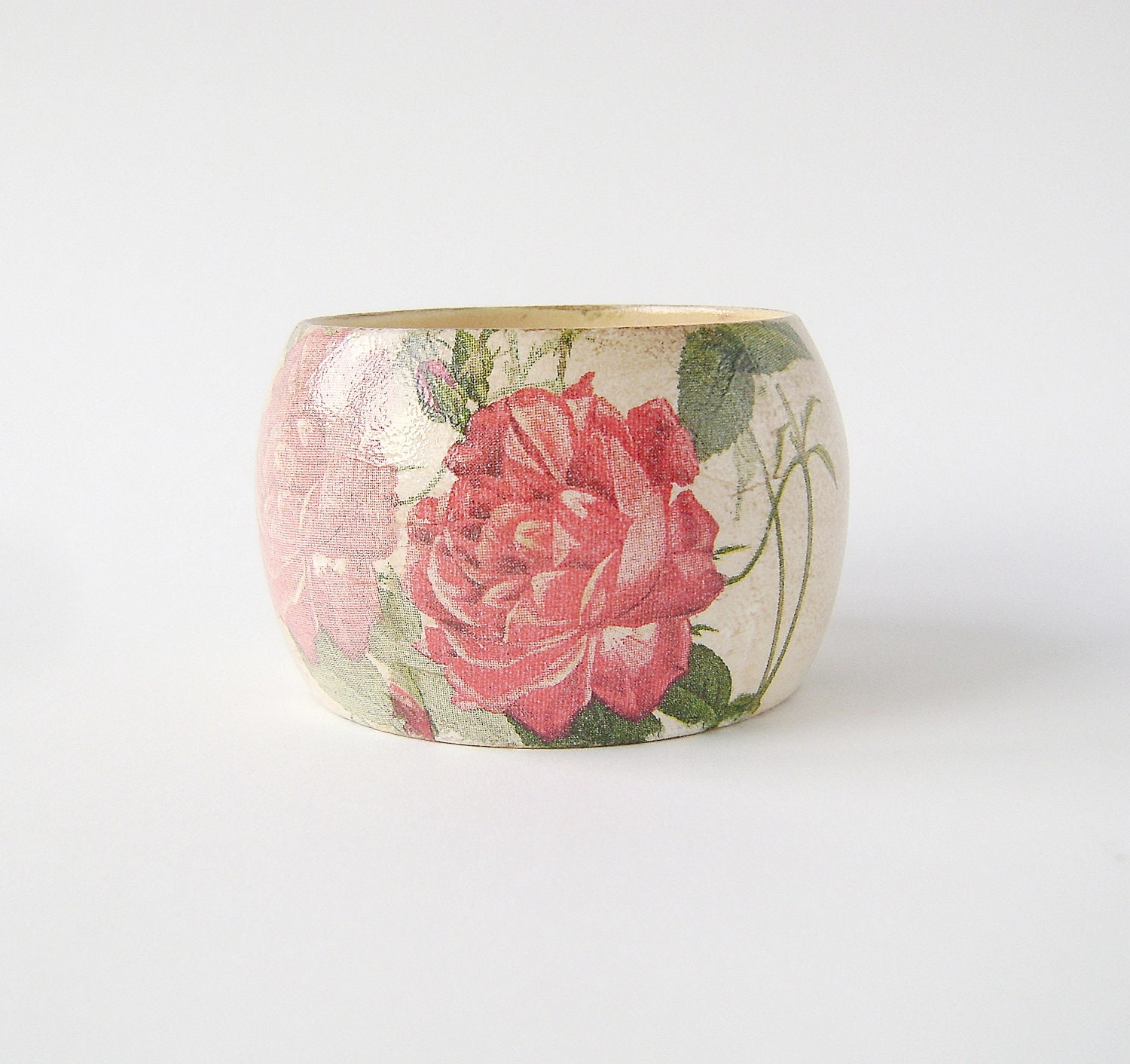 Wooden Bracelet/ Pink Green Beige Ivory Cuff /Coral Red Rose Bangle/ gift for her/ Modern Womens Fashion