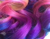 Ombre Hair,Tie dye Hair, Blonde Hair Extensions, Pink Ombre,Purple,Blue Vibrant Colors//(7) Pieces,18",/Customize your Base