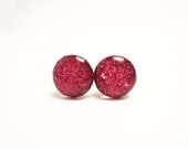 LILAH - Hot Pink Glitter Earrings for Weddings by hopestarbound