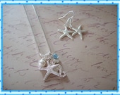Bridesmaid Jewelry----Beach WEDDINGS jewelry set bridesmaid - AQUAMARINE or SEAGLASS, Starfish, Seahorse, Swarovski Pearl, Bridal Jewelry