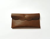 Tilly Scalloped Wallet - Cognac Leather