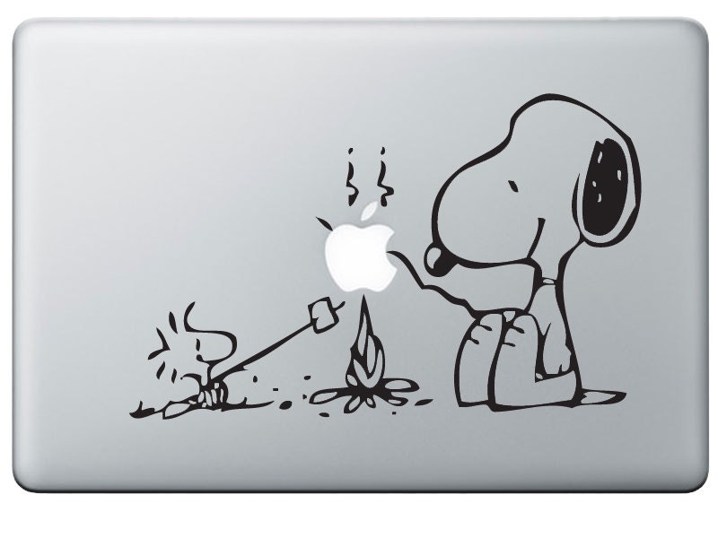 Snoopy Macbook Sticker Decal for a Mac Laptop with Woodstock camping campfire