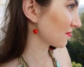 Red and Gold Beaded Earrings