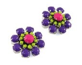 Vintage Hand Painted Flower Earrings