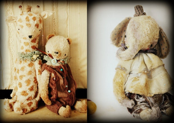Super deal 3 PDF Epatterns patterns for 9 inch Vintage Style Panda Bear, Clown Elephant and 11 inch Giraffe by Sasha Pokrass