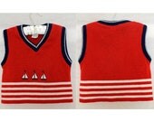Vintage infant toddler red sweater vest - size 18 mo - sailboat design