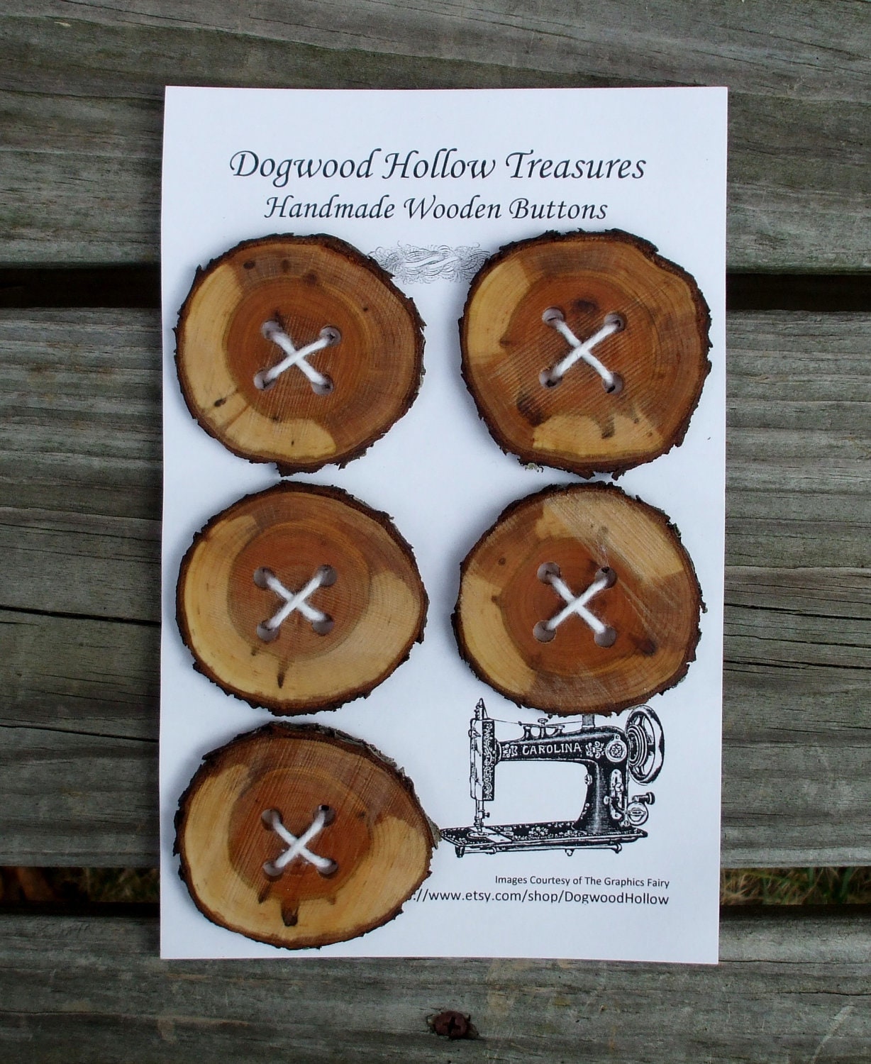 Rustic Cherry Jumbo 2 3/8 to 2 1/2 inch Wooden Buttons- Tree Branch Slices with Bark- Sewing, Crochet or Knitting Supplies- Set of 5 (JC2)
