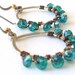 Silver Teal Beaded Hoop Earrings