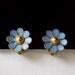 Vintage LAURITS BERTH Scandinavian Artisan Floral Earrings enamel on sterling