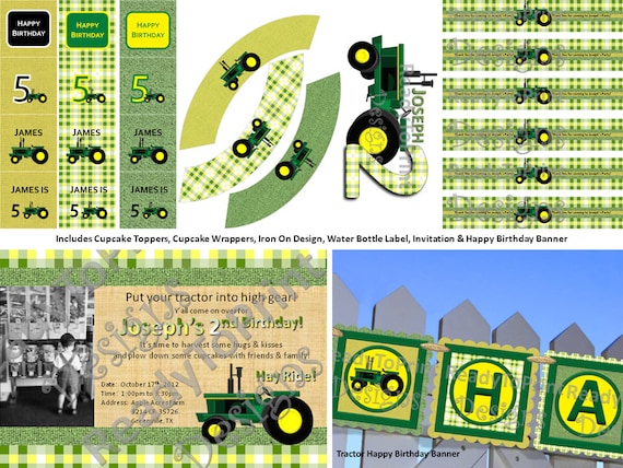 Tractor Printable Party Kit - Personalized - 5 Dollars OFF of this party kit with Coupon Code: PARTYKIT35 - DIY Printable Party Decorations Il_570xn