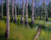 Giclee print aspen oil painting impressionism "Fallen Aspen", 6 x 6
