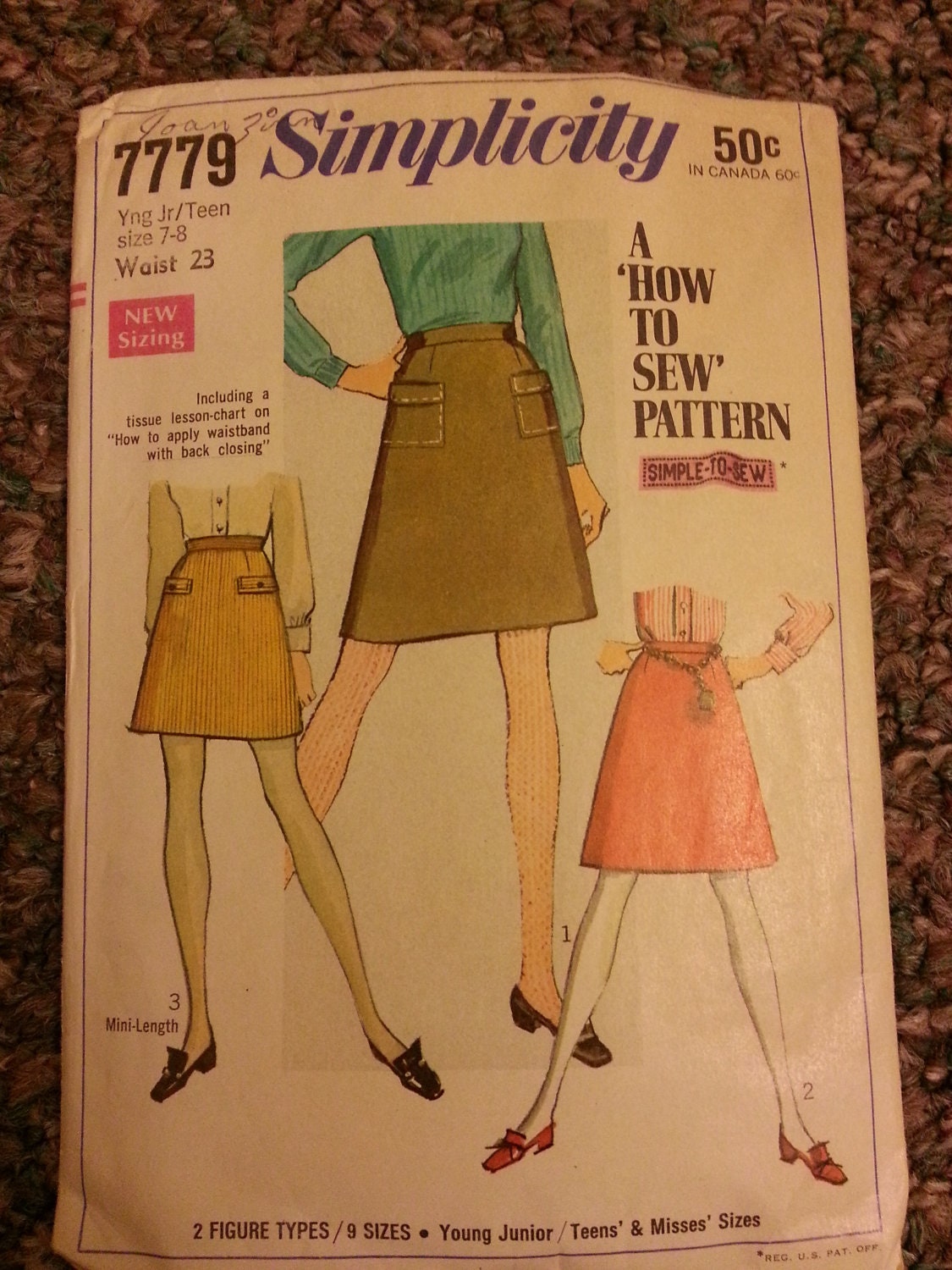 Simplicity Skirt Pattern 7779 Size 7-8 1968